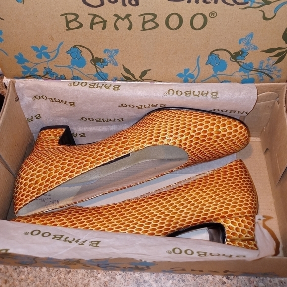 Vintage Selby bamboo yellow snakeskin shoe 5.5 - Picture 3 of 11